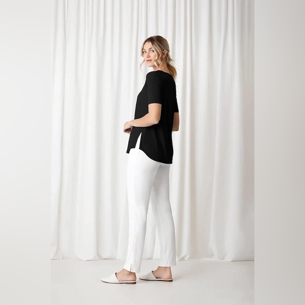 Sympli 8 Black Short Sleeve Go To T Shirt Tee Top Jersey Stretch Knit Classic - Picture 8 of 9